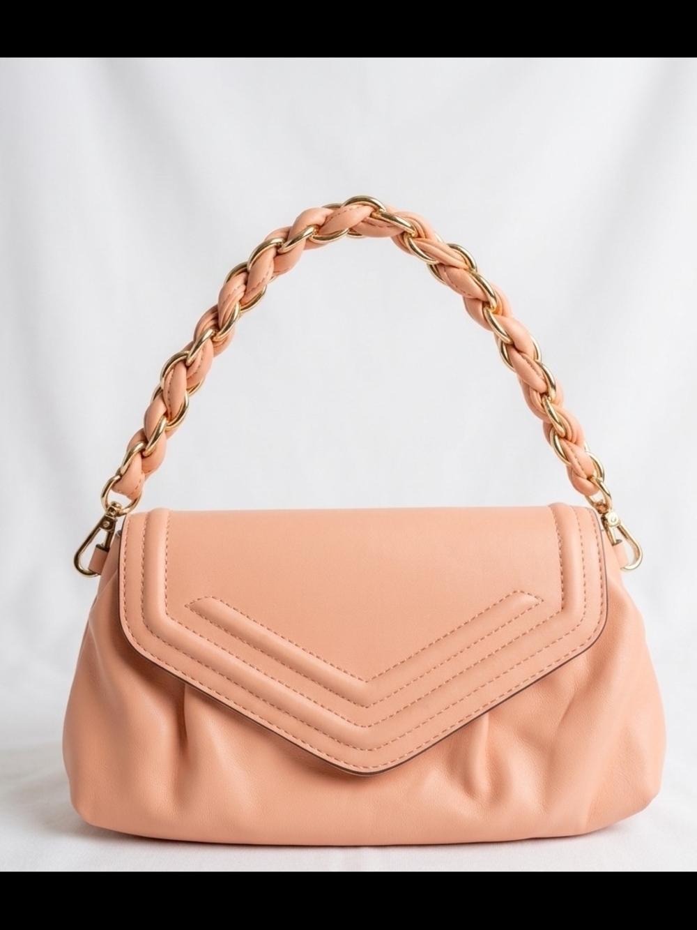 Aldo Peachy Pink Quilted Flap Shoulder Bag with Braided Chain Handle - Picture 2 of 12